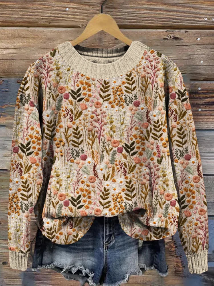 Nova | Bequemes Blumenmuster-Pullover