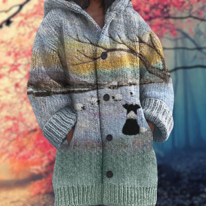 Annelie™ | Warmer Damenpullover mit Knöpfen und Kapuze.