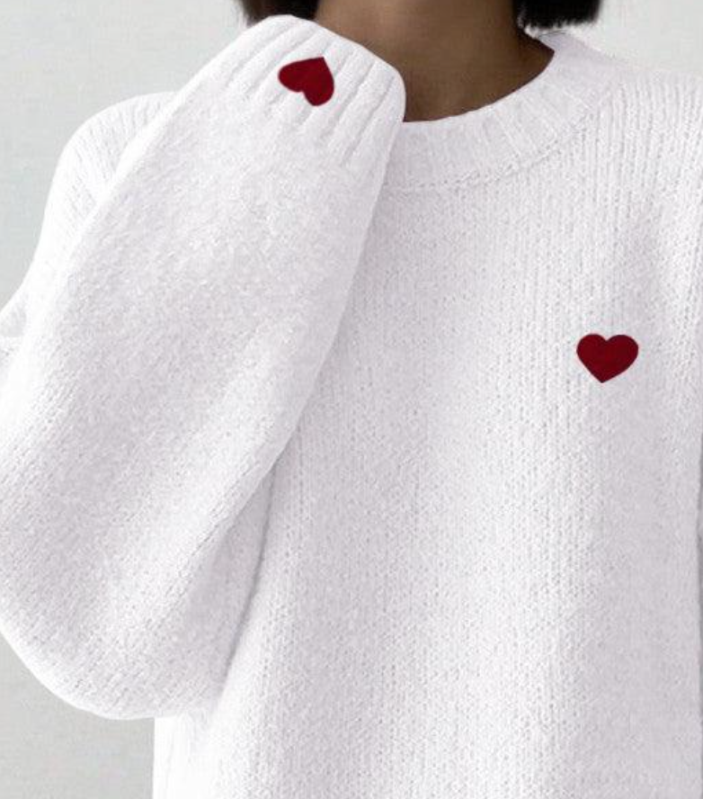 Basic Langarm weißer Pullover