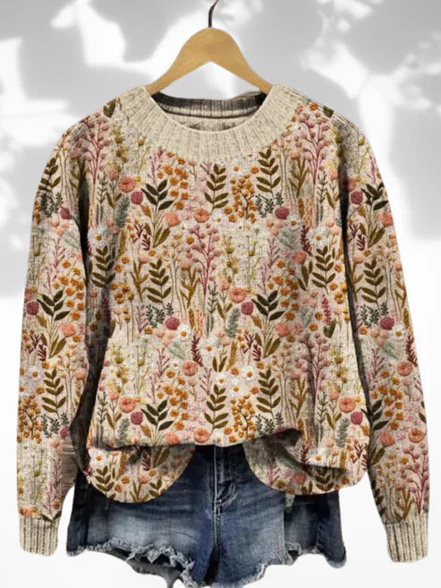 Nova | Bequemes Blumenmuster-Pullover