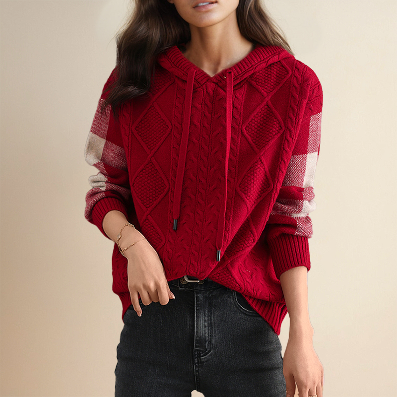 LEONIE JACQUARD KAPUZENPULLOVER