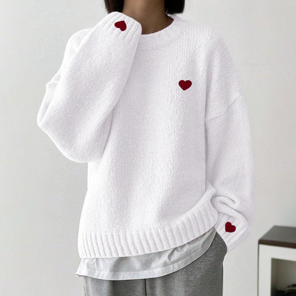 Basic Langarm weißer Pullover